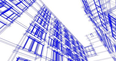 Mimari sanat konseptinde soyut çizgiler, minimum geometrik şekiller. 