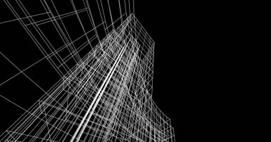 Mimari sanat konseptinde soyut çizgiler, minimum geometrik şekiller. 