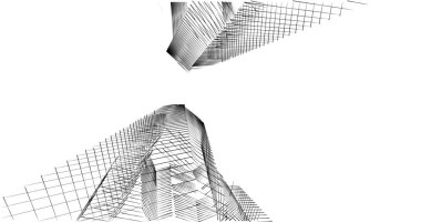 Mimari sanat konseptinde soyut çizgiler, minimum geometrik şekiller. 