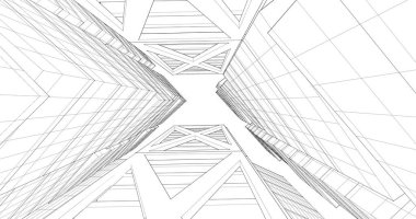 Arkaplanda mimari bina 3d illüstrasyon