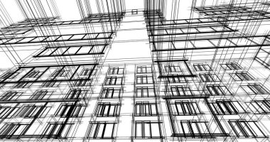 Mimari sanat konseptinde soyut çizgiler, minimum geometrik şekiller. 