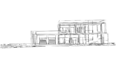 Mimari sanat konseptinde soyut çizgiler, minimum geometrik şekiller. 