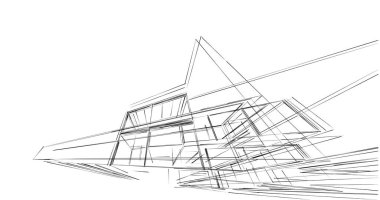 Mimari sanat konseptinde soyut çizgiler, minimum geometrik şekiller. 