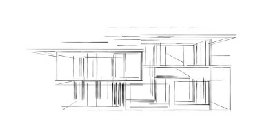 Arkaplanda mimari bina 3d illüstrasyon