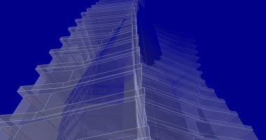 Mimari sanat konseptinde soyut çizgiler, minimum geometrik şekiller. 