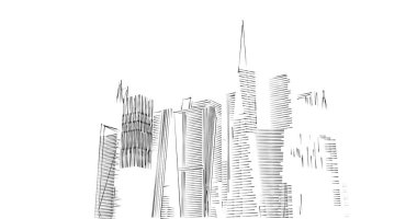 Arkaplanda mimari bina 3d illüstrasyon