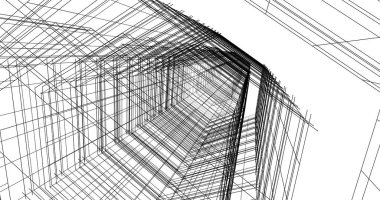 Arkaplanda mimari bina 3d illüstrasyon