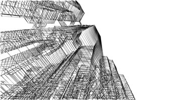 Arkaplanda mimari bina 3d illüstrasyon