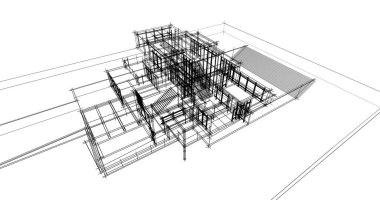 Mimari sanat konseptinde soyut çizgiler, minimum geometrik şekiller. 