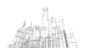 soyut mimari duvar kağıdı tasarımı, dijital konsept arkaplan