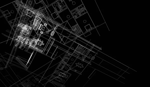 Mimari sanat konseptinde soyut çizgiler, minimum geometrik şekiller. 