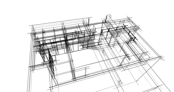 Arkaplanda mimari bina 3d illüstrasyon