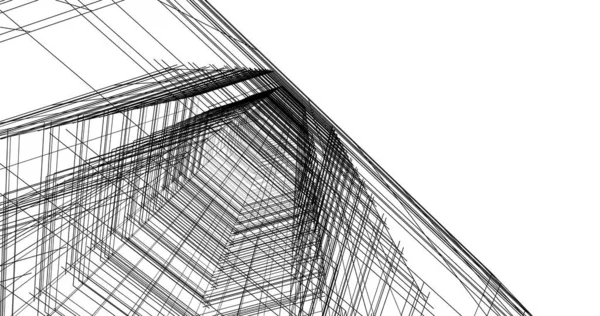 Arkaplanda mimari bina 3d illüstrasyon