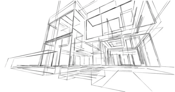 Lignes Dessin Abstraites Dans Concept Art Architectural Formes Géométriques Minimales — Photo