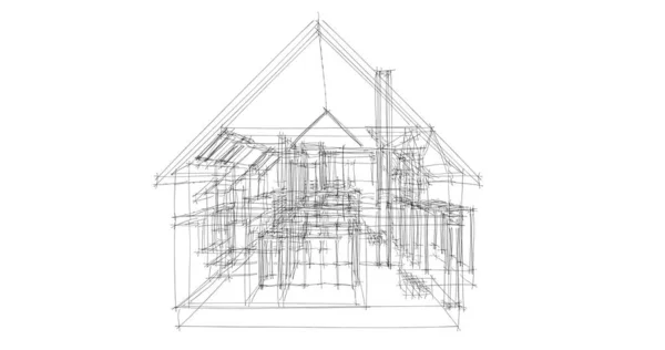 最小限の幾何学的形状建築線 — ストック写真