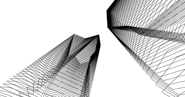 Elvont Rajzvonalak Építészeti Képzőművészetben Minimális Geometriai Formák — Stock Fotó