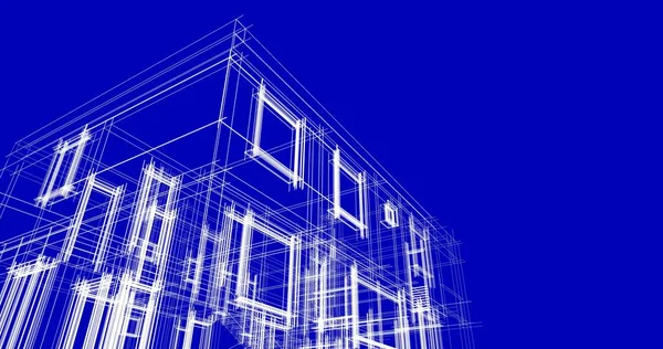 Elvont Rajzvonalak Építészeti Képzőművészetben Minimális Geometriai Formák — Stock Fotó