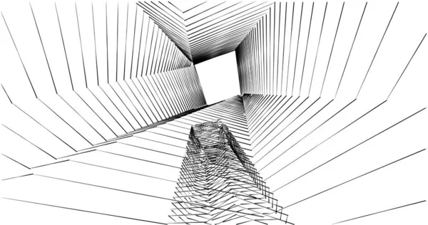 Abstrakcyjne Linie Rysunku Koncepcji Sztuki Architektonicznej Minimalne Kształty Geometryczne — Zdjęcie stockowe