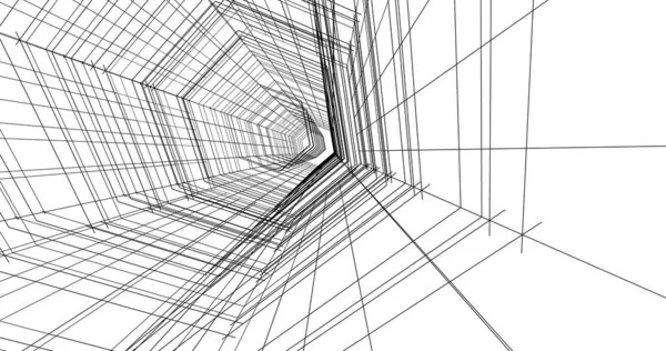 Abstrakcyjne Linie Rysunku Koncepcji Sztuki Architektonicznej Minimalne Kształty Geometryczne — Zdjęcie stockowe