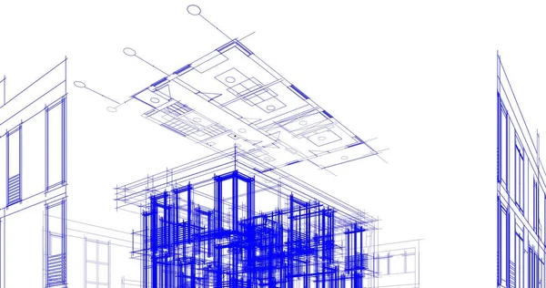 建筑墙纸设计 数字概念背景 — 图库照片