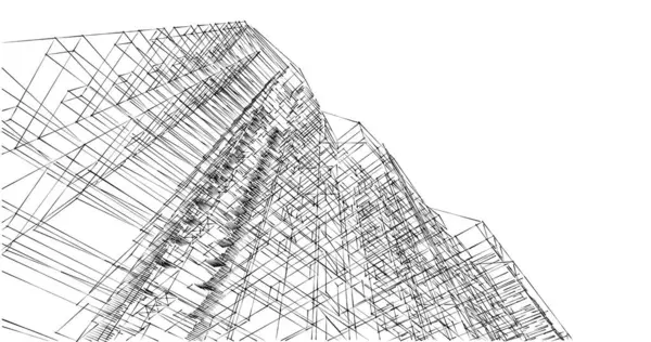 Arkaplanda mimari bina 3d illüstrasyon,