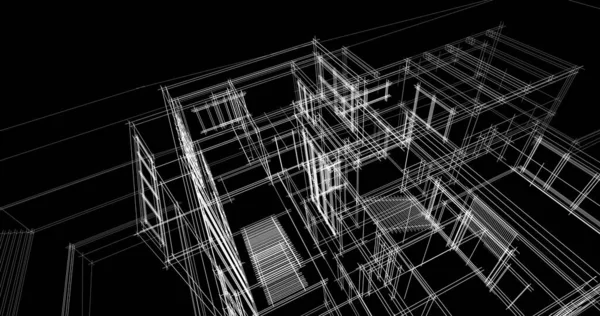 Arkaplanda mimari bina 3d illüstrasyon