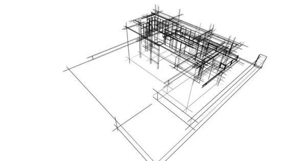 Abstraktní Kreslicí Čáry Architektonickém Pojetí Minimální Geometrické Tvary — Stock fotografie