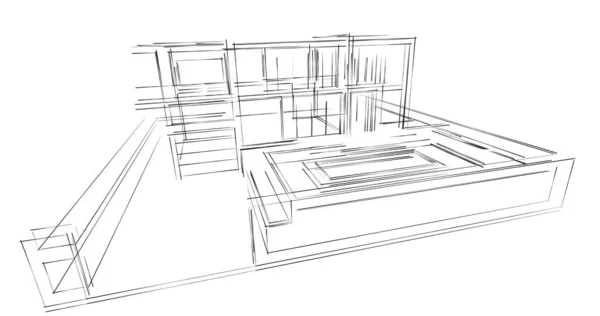 Projekt Geometrycznych Budynków Architektonicznych — Zdjęcie stockowe