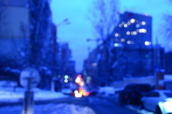 Lumières Abstraites Floues Fond Ville Dans Nuit — Photo