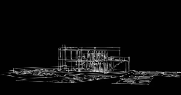 Abstrakta Teckningslinjer Arkitektonisk Konst Koncept Minimala Geometriska Former — Stockfoto