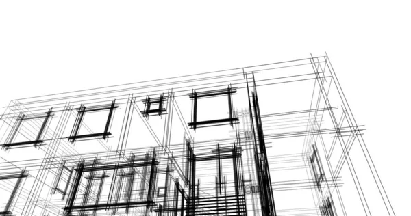 Arkaplanda mimari bina 3d illüstrasyon