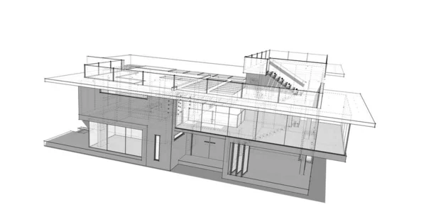 Minimalny Projekt Geometryczny Budynków Architektonicznych — Zdjęcie stockowe