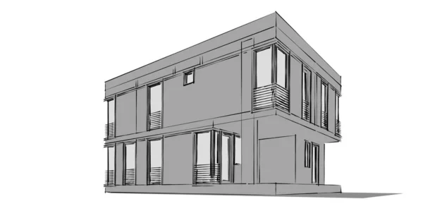 Arquitectura Edificio Ilustración Sobre Fondo — Foto de Stock