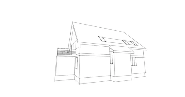 建筑艺术概念中的抽象绘图线 最小几何形状 — 图库照片