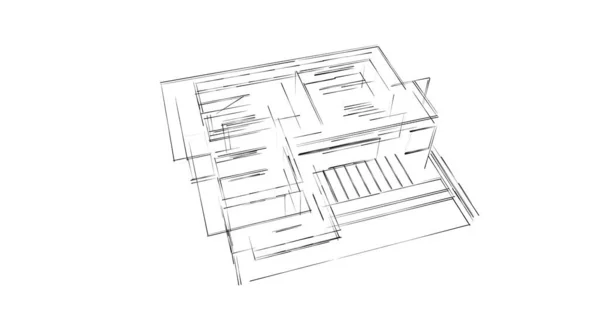 Líneas Abstractas Dibujo Concepto Arte Arquitectónico Formas Geométricas Mínimas —  Fotos de Stock