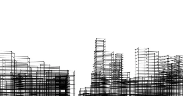 Bosquejo Arte Arquitectura Geométrica Edificios Diseño — Foto de Stock