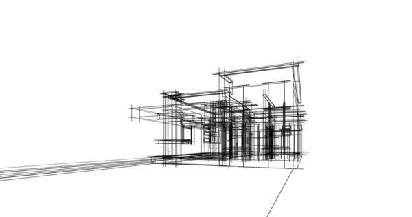 Abstrakcyjne Linie Rysunku Koncepcji Sztuki Architektonicznej Minimalne Kształty Geometryczne — Zdjęcie stockowe