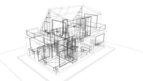 Arquitectura Edificio Ilustración Sobre Fondo —  Fotos de Stock