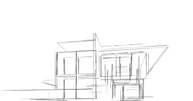 Mimari sanat konseptinde soyut çizgiler, minimum geometrik şekiller. 