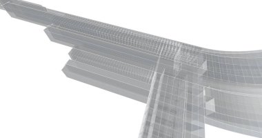 Arkaplanda mimari bina 3d illüstrasyon