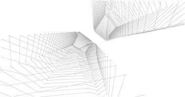 Mimari sanat konseptinde soyut çizgiler, minimum geometrik şekiller. 