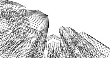 Arkaplanda mimari bina 3d illüstrasyon