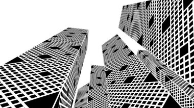 Arkaplanda mimari bina 3d illüstrasyon