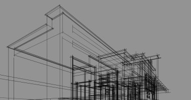 Mimari sanat konseptinde soyut çizgiler, minimum geometrik şekiller. 