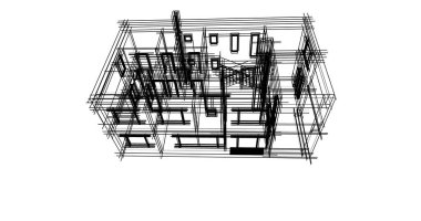 Mimari sanat konseptinde soyut çizgiler, minimum geometrik şekiller. 