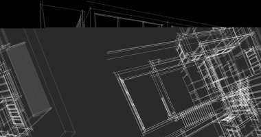 Arkaplanda mimari bina 3d illüstrasyon
