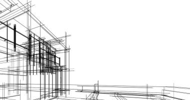 Arkaplanda mimari bina 3d illüstrasyon