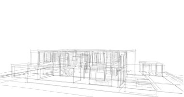 Mimari sanat konseptinde soyut çizgiler, minimum geometrik şekiller. 