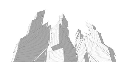 Mimari sanat konseptinde soyut çizgiler, minimum geometrik şekiller. 