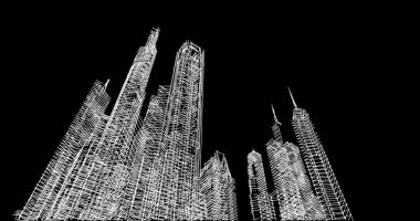 Mimari sanat konseptinde soyut çizgiler, minimum geometrik şekiller. 